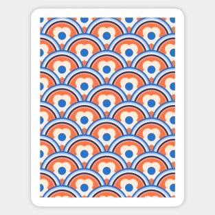 Apricot Crush, Blue Retro Waves and Flowers Sticker